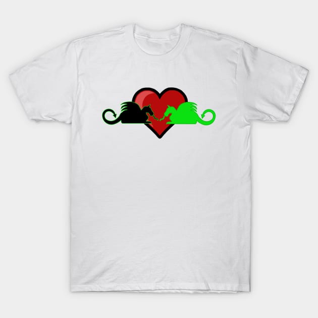 Silhouette Dragon Love T-Shirt by BlakCircleGirl